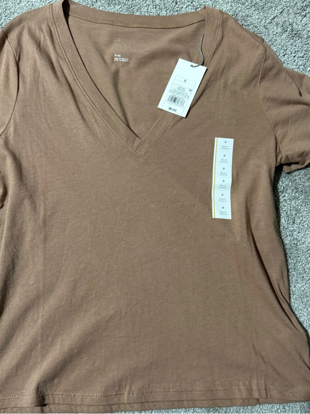 V-Neck Short Sleeve Tee - Brown-size small- 2 pack